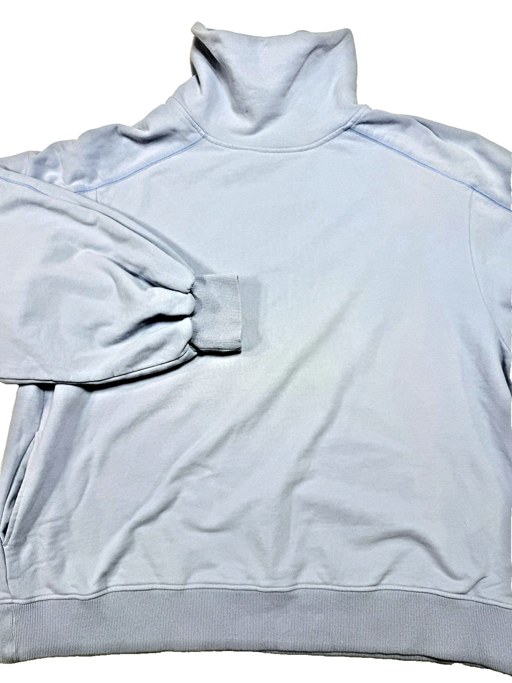 NAP Loungewear Periwinkle Blue Turtleneck Oversize Sweatshirt Pullover Pocket XL